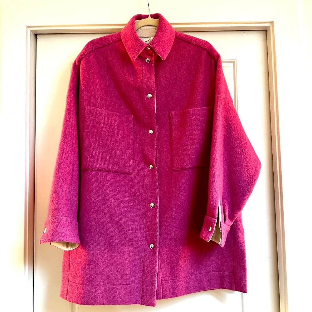 IRO Pink Wool Shacket Car Coat, size Small/Medium